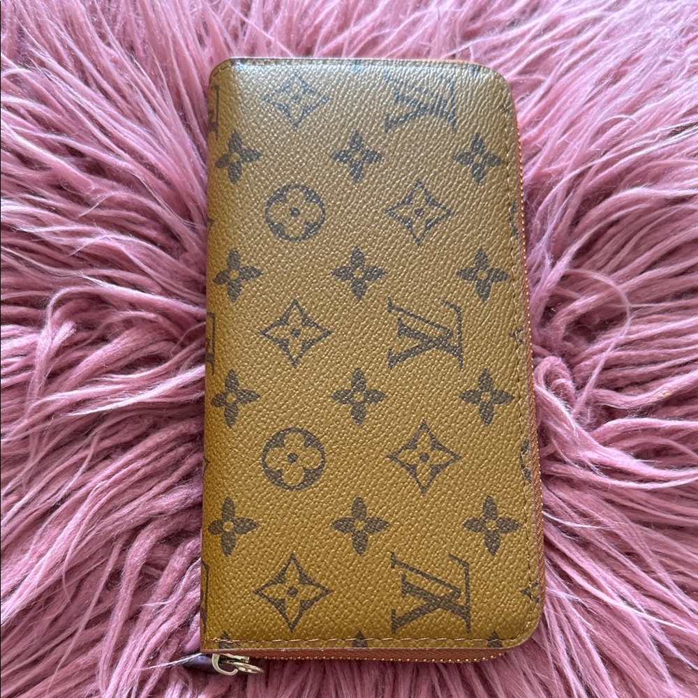 Monogram Zip-Around Leather Wallet - Brown